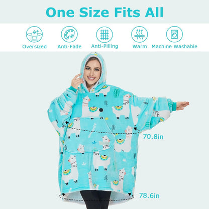 Heated Blanket Hoodie with Battery Pack, Unisex Oversized Sherpa Wearable Sweatshirt for Women & Men